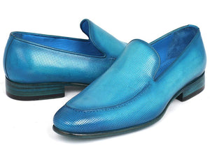 Mocassins en cuir perforé Paul Parkman Turquoise (ID#874-TRQ)