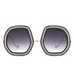 Xanadawn - Women Round Irregular Geometric Glitter Fashion Sunglasses