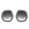 Xanadawn - Women Round Irregular Geometric Glitter Fashion Sunglasses