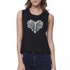 Skeleton Heart Womens Black Crop Top