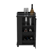 Bar Cart with Two-Side Shelves Beaver, Glass Door and Upper Surface, Black