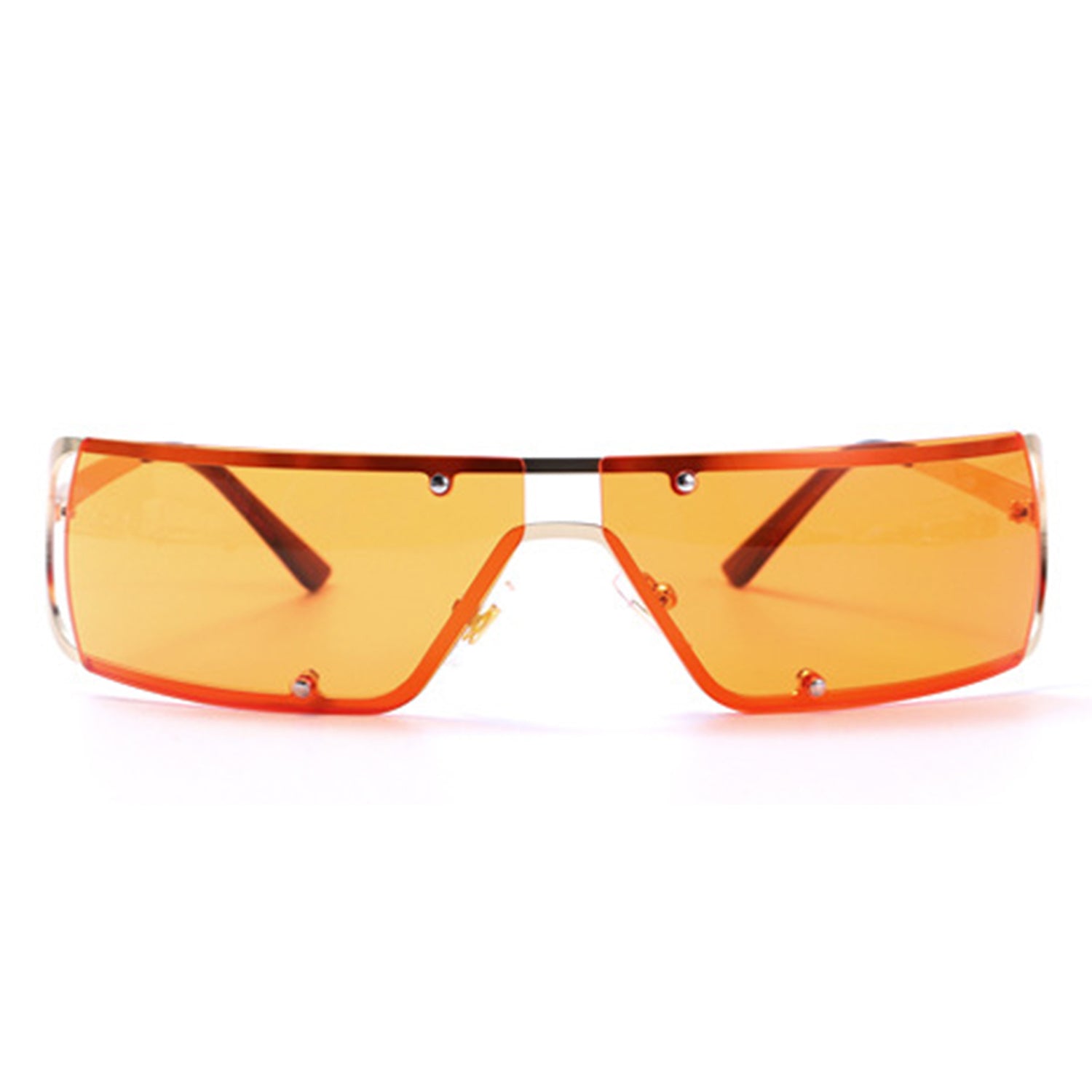 Ustia - Rectangle Narrow Tinted Wraparound Fashion Sunglasses