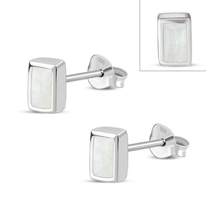 Boucles d'oreilles en argent rectangulaires en nacre