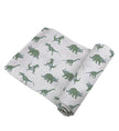 Lange en coton dinosaures vert granite