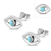 Synthetic Opal Evil Eye Stud Silver Earrings