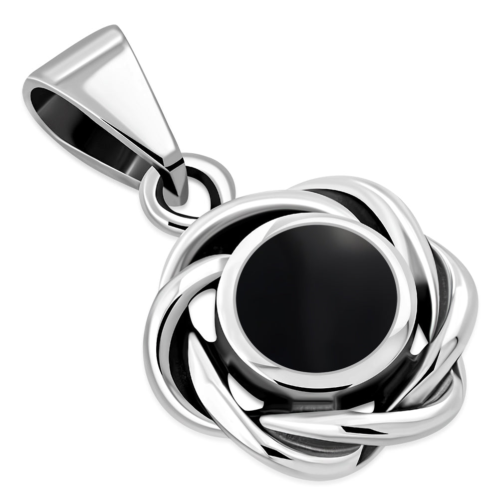 Pendentif en argent onyx noir tressé