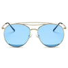 LOWELL | Unisex Round Double Brow Bar Aviator Style Sunglasses