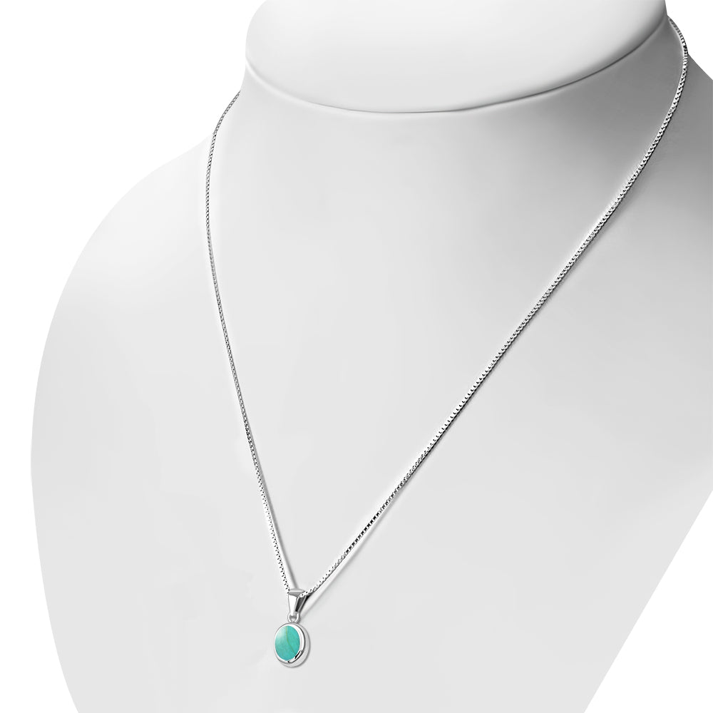 Pendentif ovale en argent coquillage turquoise