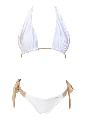 Trish Halter Top & Tie Side Bottom - White