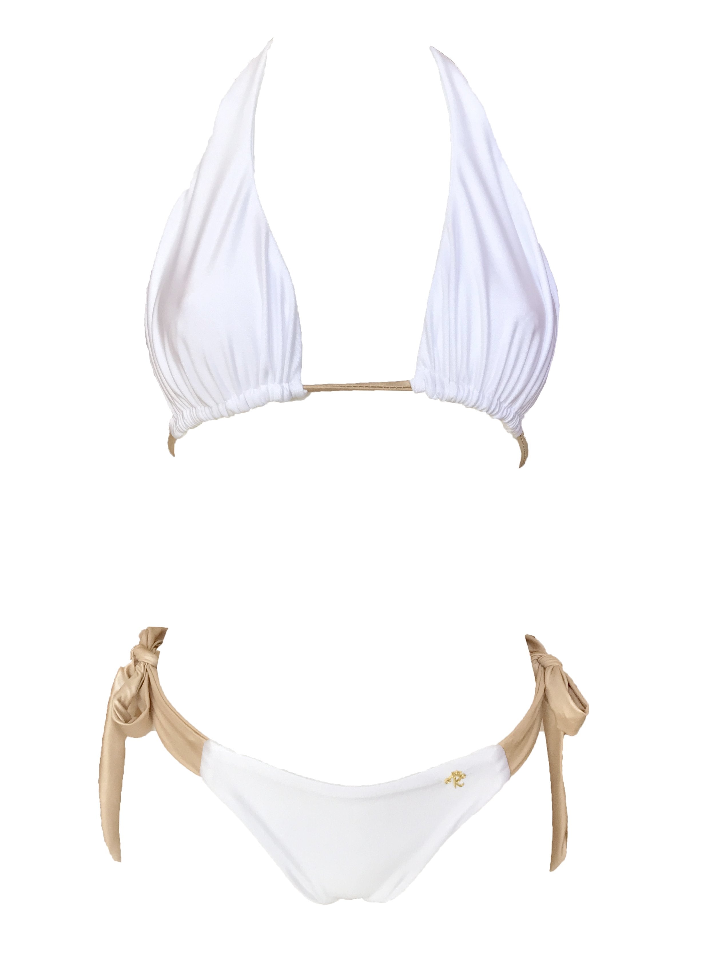 Trish Halter Top & Tie Side Bottom - White