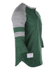 ZIMEGO Men's 3/4 Sleeve GREEN Baseball Football College Raglan Henley