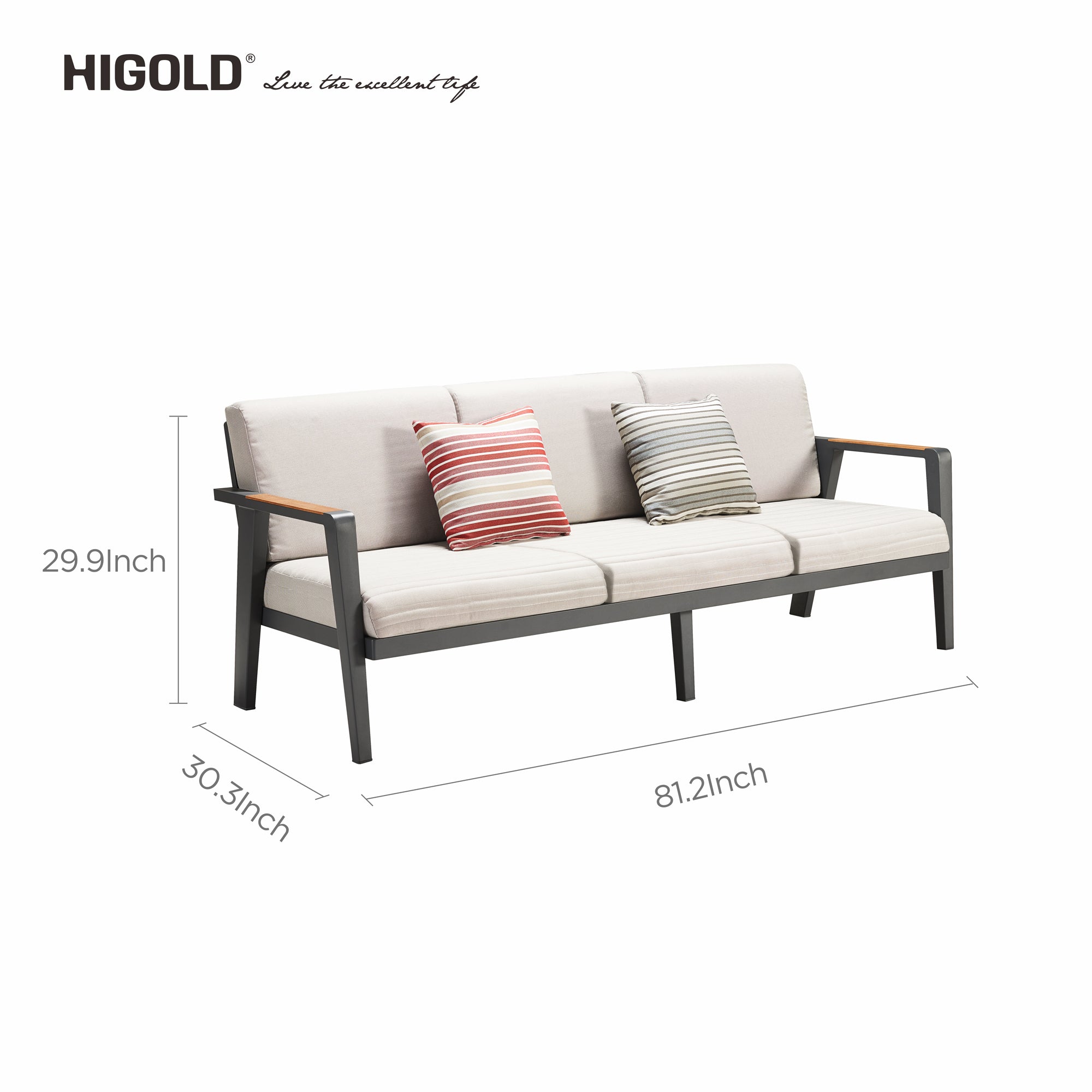 HIGOLD Emoti Aluminum Teak Patio Sofa for 5 - Series 6977