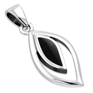 Pendentif en argent avec goutte d'onyx noir