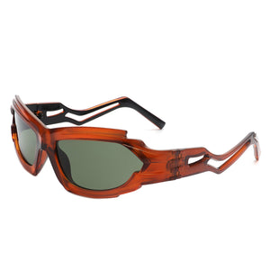 Moonhaze - Lunettes de soleil sport rectangulaires futuristes et géométriques enveloppantes