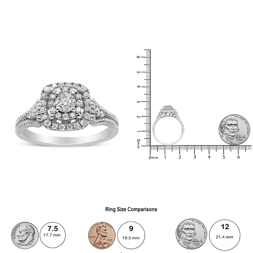 Bague de cocktail en argent sterling 925 avec diamants ronds sertis Miracle 1/3 carat