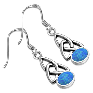 Synthetic Opal Trinity Knot Silver Earrings