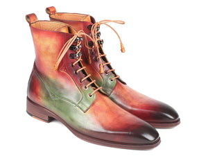 Paul Parkman Bottes en cuir vert, camel et bordeaux pour hommes (ID#BT533SPR)