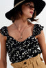 Frill Strap Cami Top in Black Ditsy Floral Print