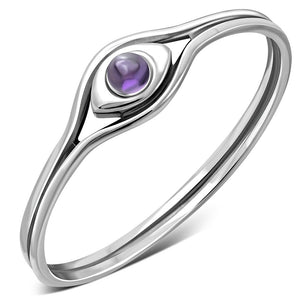 Evil Eye Amethyst Stone Silver Ring