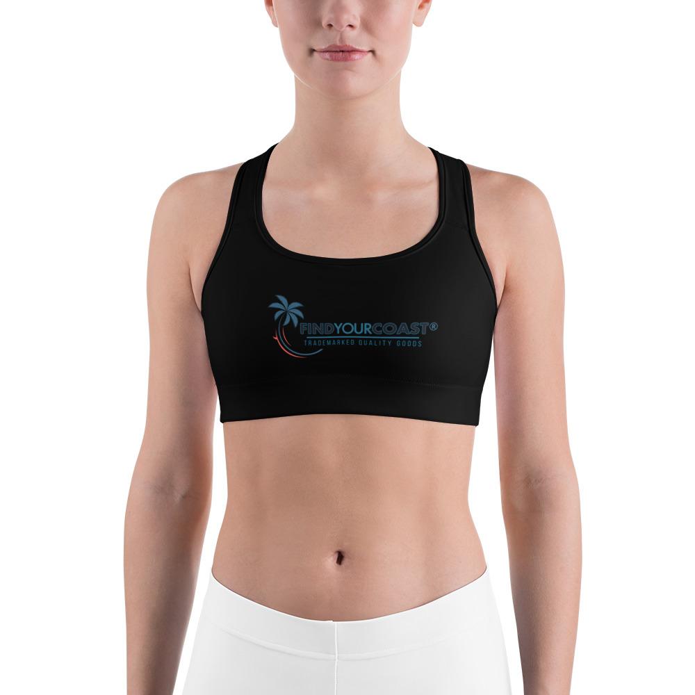 Women's Moisture Wicking Trademark Sports Bra (White & Black Piping)