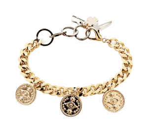 Evil Eye Coins Bracelet in Gold or Silver.