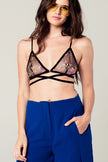 Floral Mesh Triangle Bra in Black