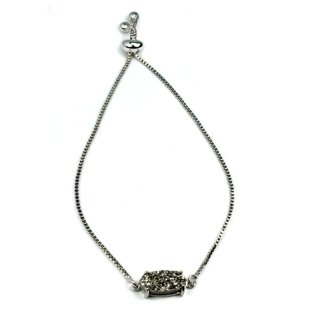 Petit bracelet Druzy ovale en argent