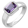 Faceted Amethyst Stone Silver Ring