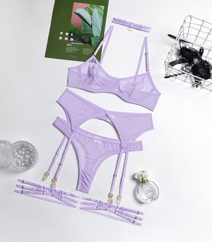 4 Pieces Transparent Lingerie Underwear Ellolace