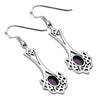 Long Amethyst Stone Celtic Knot Silver Earrings