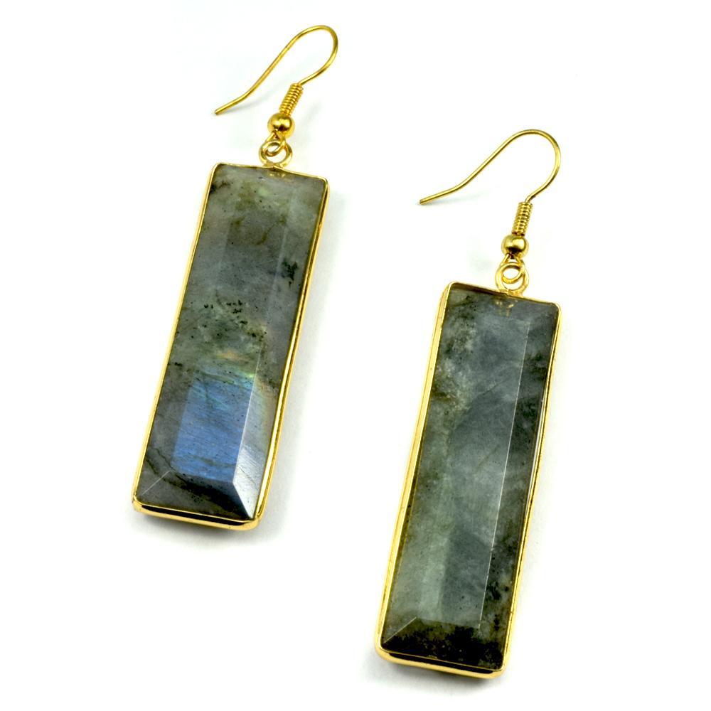 Boucles d'oreilles rectangulaires en labradorite