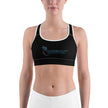 Women's Moisture Wicking Trademark Sports Bra (White & Black Piping)