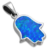 Synthetic Opal Hamsa Silver Pendant