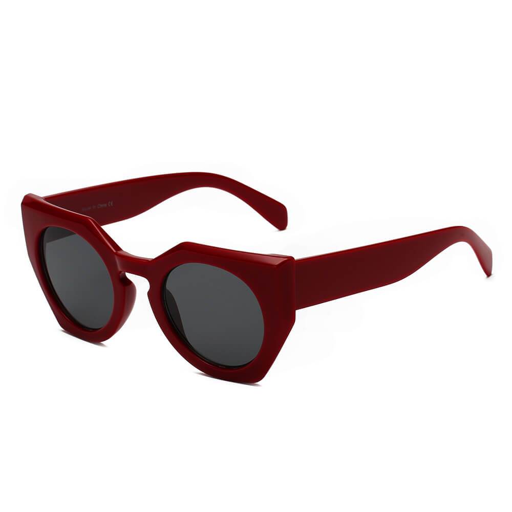 BERGEN | Women Geometric Round Cat Eye Sunglasses