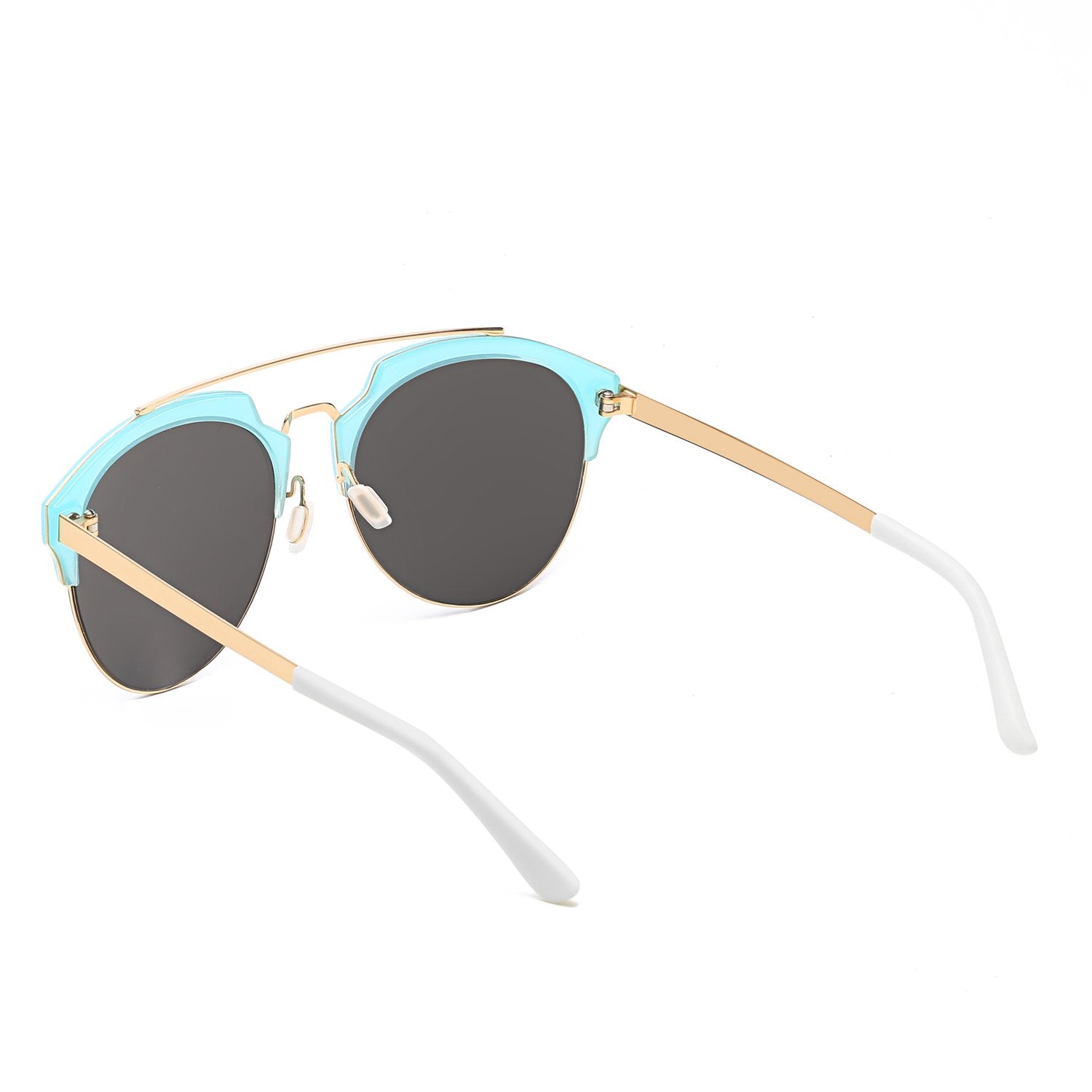 COROLLA | Half Frame Mirrored Lens Horned Rim Sunglasses Circle