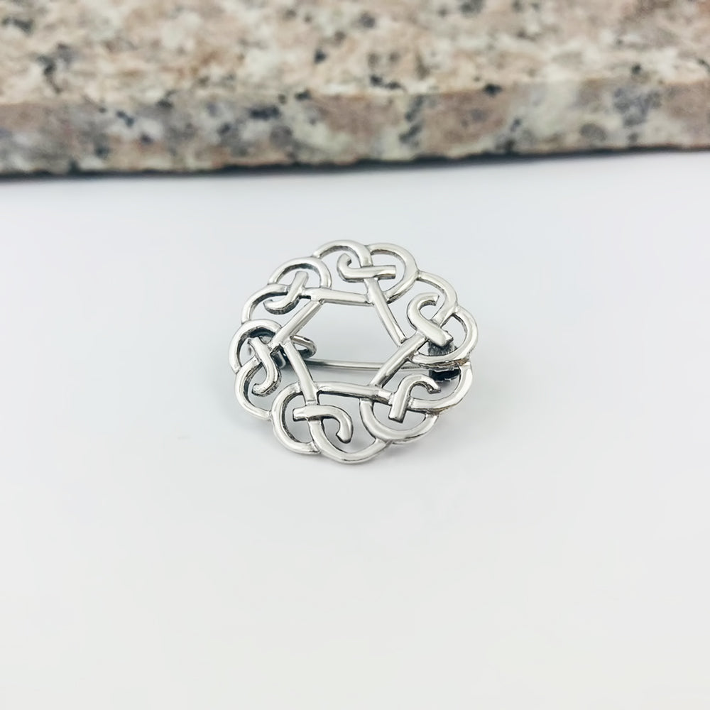 Rounded Sterling Silver Celtic Brooch