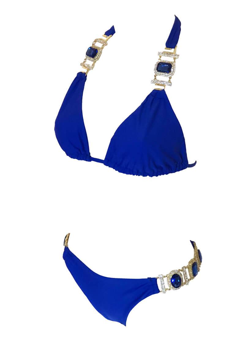 Tina Halter Top & Skimpy Bottom - Blue