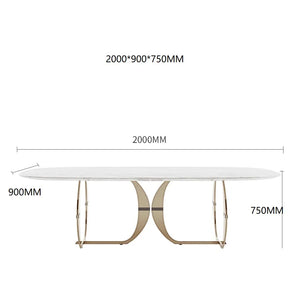 Italian Gold Modern Marble and Stainless Steel Table 6 Chairs