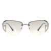 Oceandew - Retro Rimless Oval Tinted Fashion Round Sunglasses