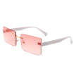 Jadesoul - Rectangle Retro Rimless Tinted Fashion Vintage Square Sunglasses