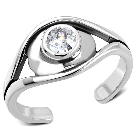 Cubic Zirconia Eye Silver Toe Ring