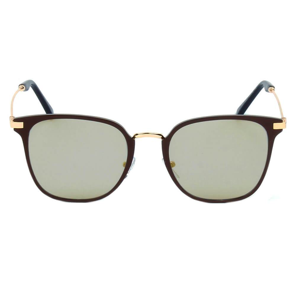 CAMBRIDGE | Pillowed Rectangle Flat Lens Horned Rim Sunglasses