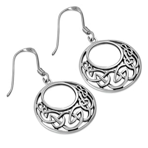 Boucles d'oreilles rondes moyennes en argent avec nœud celtique