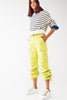 Cargo Pants With Tassel Ends in Lime