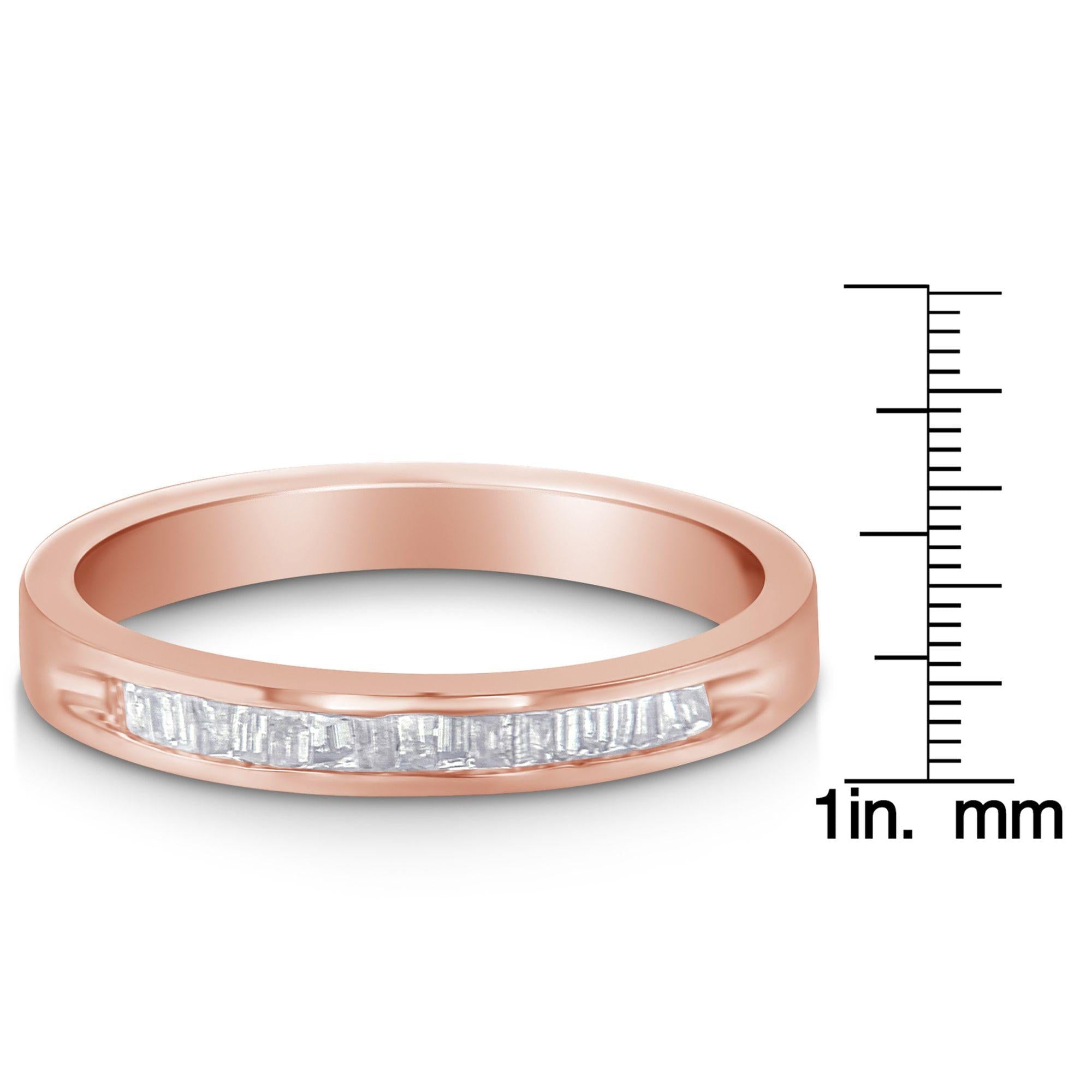 10K Rose Gold Over .925 Sterling Silver 1/5 Cttw Diamond Channel-Set