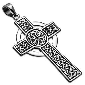 Grand pendentif en argent croix celtique