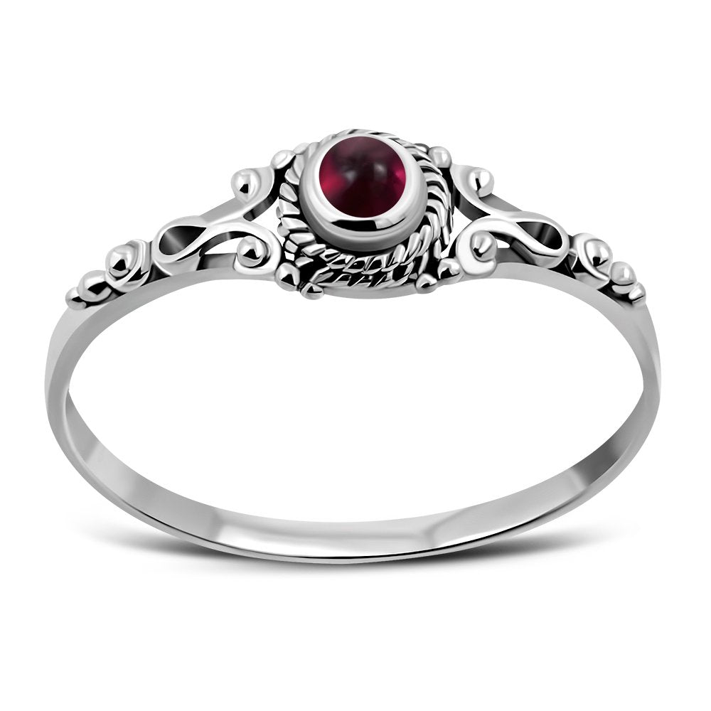 Garnet Stone Sterling Silver Ring