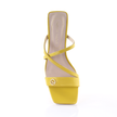 Square Toe Leather Strappy Heeled Sandal-Yellow