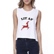 Lit Af Womens White Crop Top