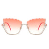 Starfire - Half Frame Square Irregular Tinted Fashion Cat Eye Sunglasses